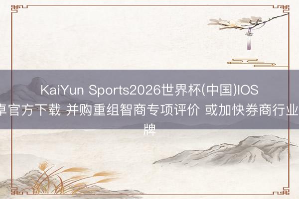 KaiYun Sports2026世界杯(中国)IOS/安卓官方下载 并购重组智商专项评价 或加快券商行业洗牌